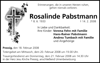 Anzeige von Rosalinde Pabstmann von MGO