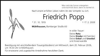 Anzeige von Friedrich Popp von MGO