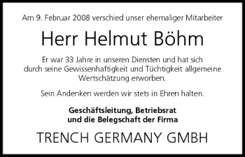 Anzeige von Helmut Böhm von MGO