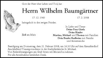 Anzeige von Wilhelm Baumgärtner von MGO
