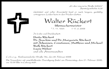Anzeige von Walter Rückert von MGO