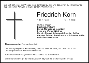 Anzeige von Friedrich Korn von MGO