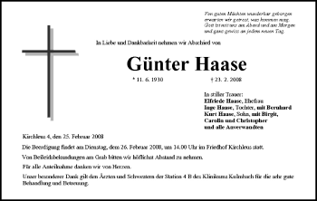Anzeige von Günter Haase von MGO