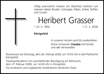 Anzeige von Heribert Grasser von MGO