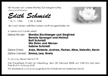 Anzeige von Edith Schmidt von MGO