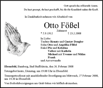 Anzeige von Otto Fößel von MGO