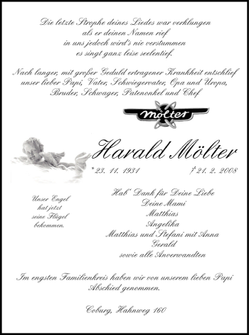 Anzeige von Harald Mölter von MGO