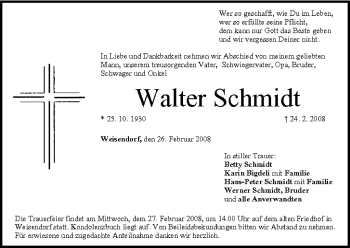 Anzeige von Walter Schmidt von MGO