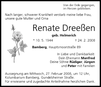 Anzeige von Renate Dreeßen von MGO
