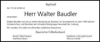 Anzeige von Walter Baudler von MGO