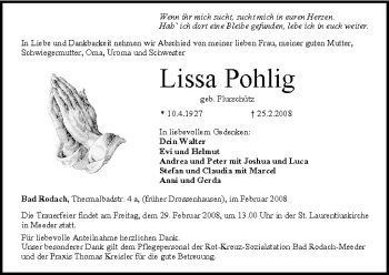 Anzeige von Lissa Pohlig von MGO