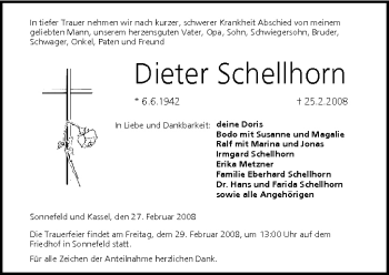 Anzeige von Dieter Schellhorn von MGO