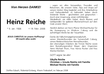 Anzeige von Heinz Reiche von MGO