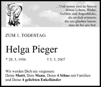 Anzeige von Helga Pieger von MGO