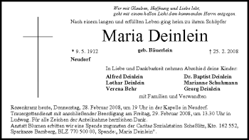 Anzeige von Maria Deinlein von MGO