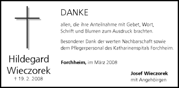 Anzeige von Hildegard Wieczorek von MGO