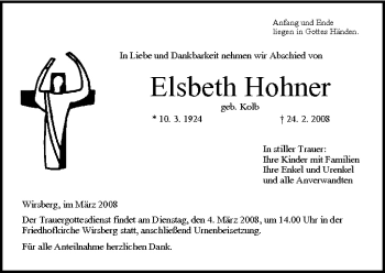 Anzeige von Elsbeth Hohner von MGO