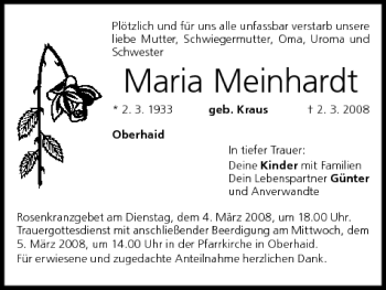 Anzeige von Maria Meinhardt von MGO