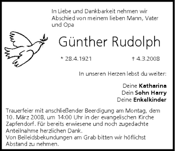 Anzeige von Günther Rudolph von MGO
