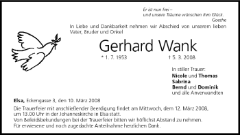 Anzeige von Gerhard Wank von MGO