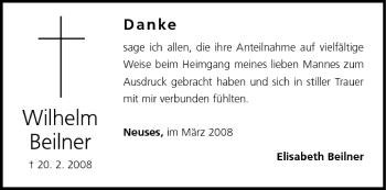 Anzeige von Wilhelm Beilner von MGO