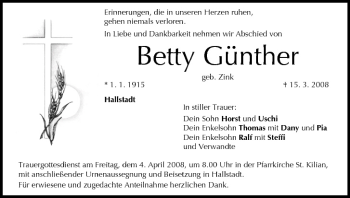 Anzeige von Betty Günther von MGO