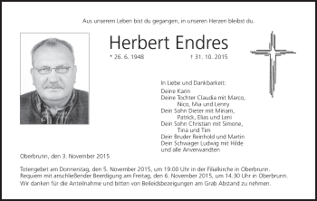 Anzeige von Herbert Endres von MGO