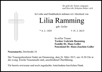 Anzeige von Lilia Ramming von MGO