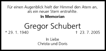 Anzeige von Gregor Schubert von MGO
