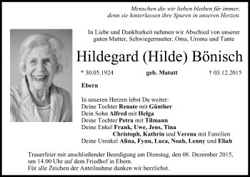 Anzeige von Hildegard  Bönisch von MGO