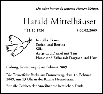 Anzeige von Harald Mittelhäuser von MGO