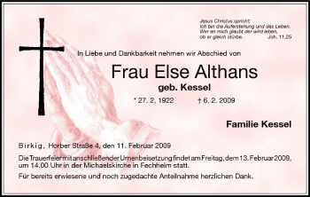 Anzeige von Else Althans von MGO