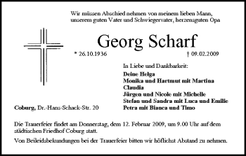 Anzeige von Georg Scharf von MGO