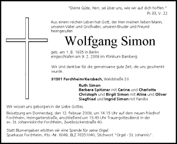 Anzeige von Wolfgang Simon von MGO