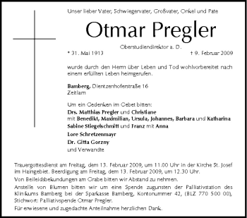 Anzeige von Otmar Pregler von MGO