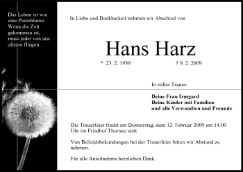 Anzeige von Hans Harz von MGO