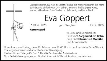 Anzeige von Eva Goppert von MGO