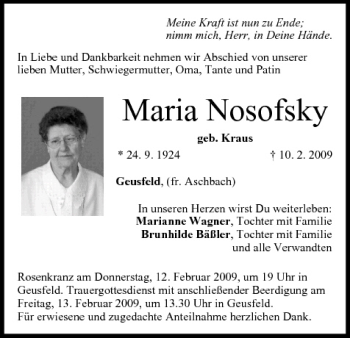 Anzeige von Maria Nosofsky von MGO