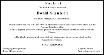 Anzeige von Ewald Sünkel von MGO