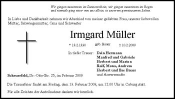 Anzeige von Irmgard Müller von MGO