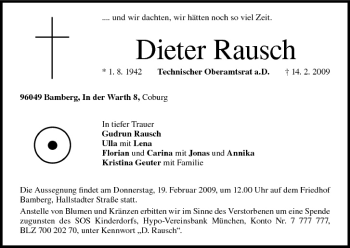 Anzeige von Dieter Rausch von MGO