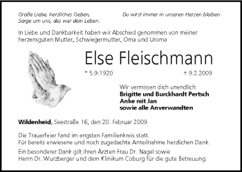 Anzeige von Else Fleischmann von MGO