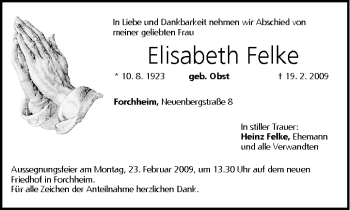Anzeige von Elisabeth Felke von MGO