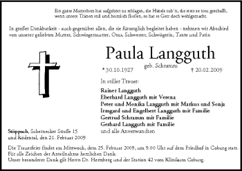 Anzeige von Paula Langguth von MGO