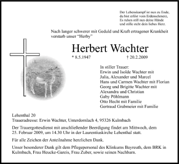 Anzeige von Herbert Wachter von MGO