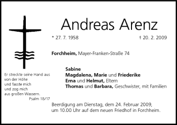 Anzeige von Andreas Arenz von MGO
