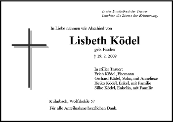 Anzeige von Lisbeth Ködel von MGO