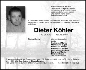 Anzeige von Dieter Köhler von MGO