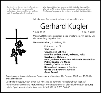 Anzeige von Gerhard Kugler von MGO