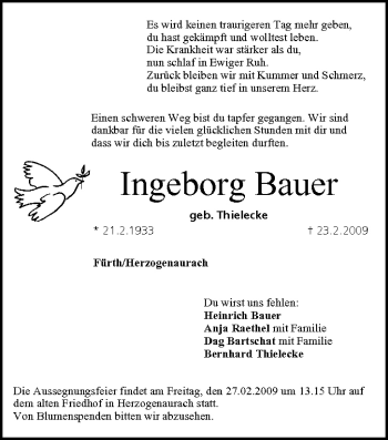 Anzeige von Ingeborg Bauer von MGO